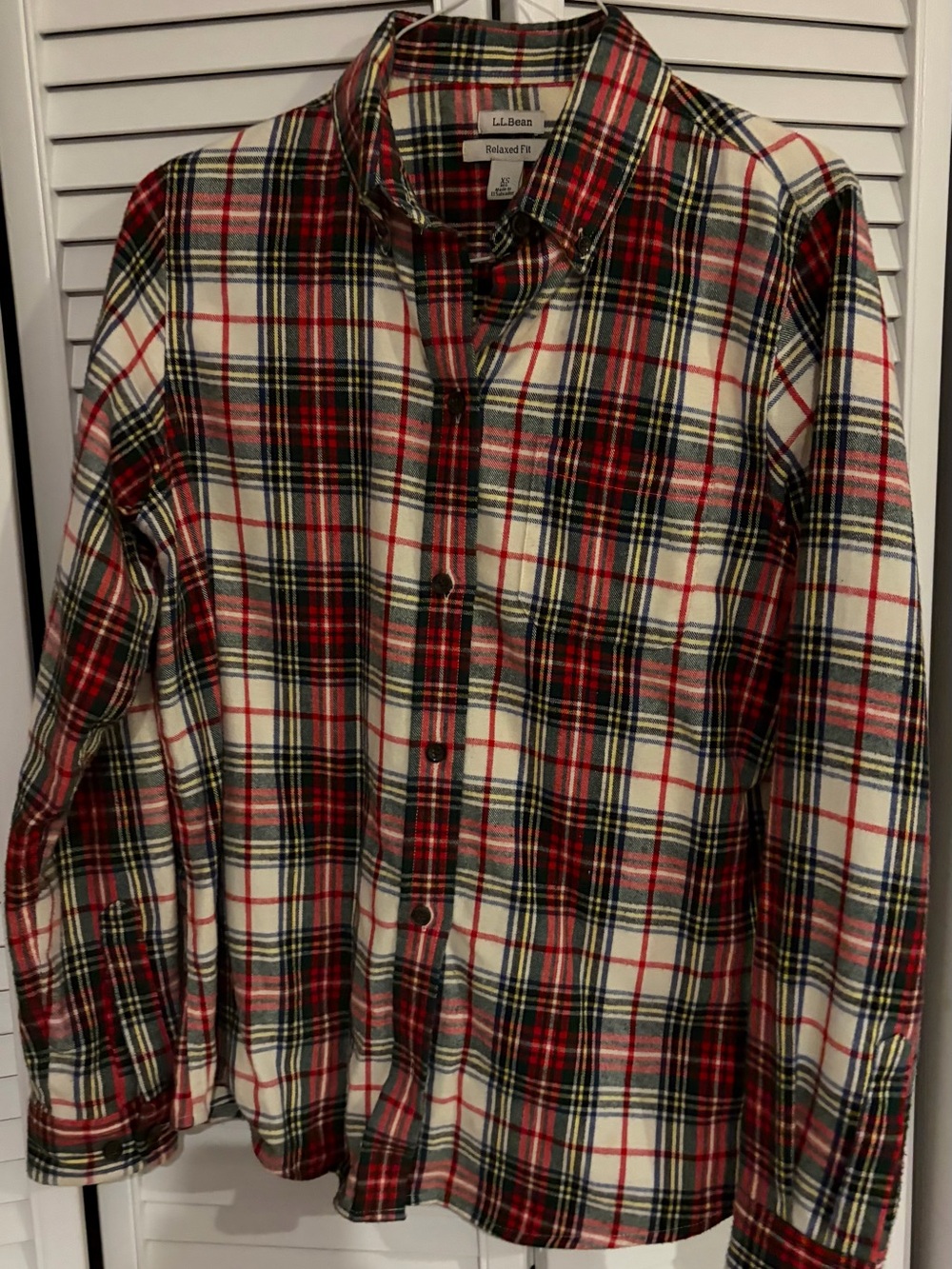 L.L. Bean Red Plaid Relaxed Fit Flannel Shirt - Ladies XS